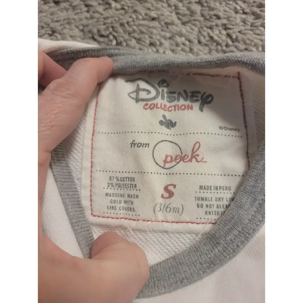 Disney Baby Sleepy Sweatshirt 3-6 Months White Gray Peek Walt Disney Quote - Picture 5 of 7